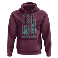 Sexual Assault Awareness Hoodie Fight Cancer American Flag Teal Ribbon