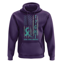 Sexual Assault Awareness Hoodie Fight Cancer American Flag Teal Ribbon