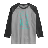 Sexual Assault Awareness Raglan Shirt Fight Cancer American Flag Teal Ribbon