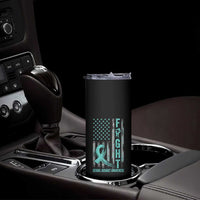 Sexual Assault Awareness Skinny Tumbler Fight Cancer American Flag Teal Ribbon