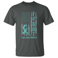 Sexual Assault Awareness T Shirt Fight Cancer American Flag Teal Ribbon