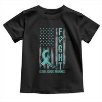 Sexual Assault Awareness Toddler T Shirt Fight Cancer American Flag Teal Ribbon