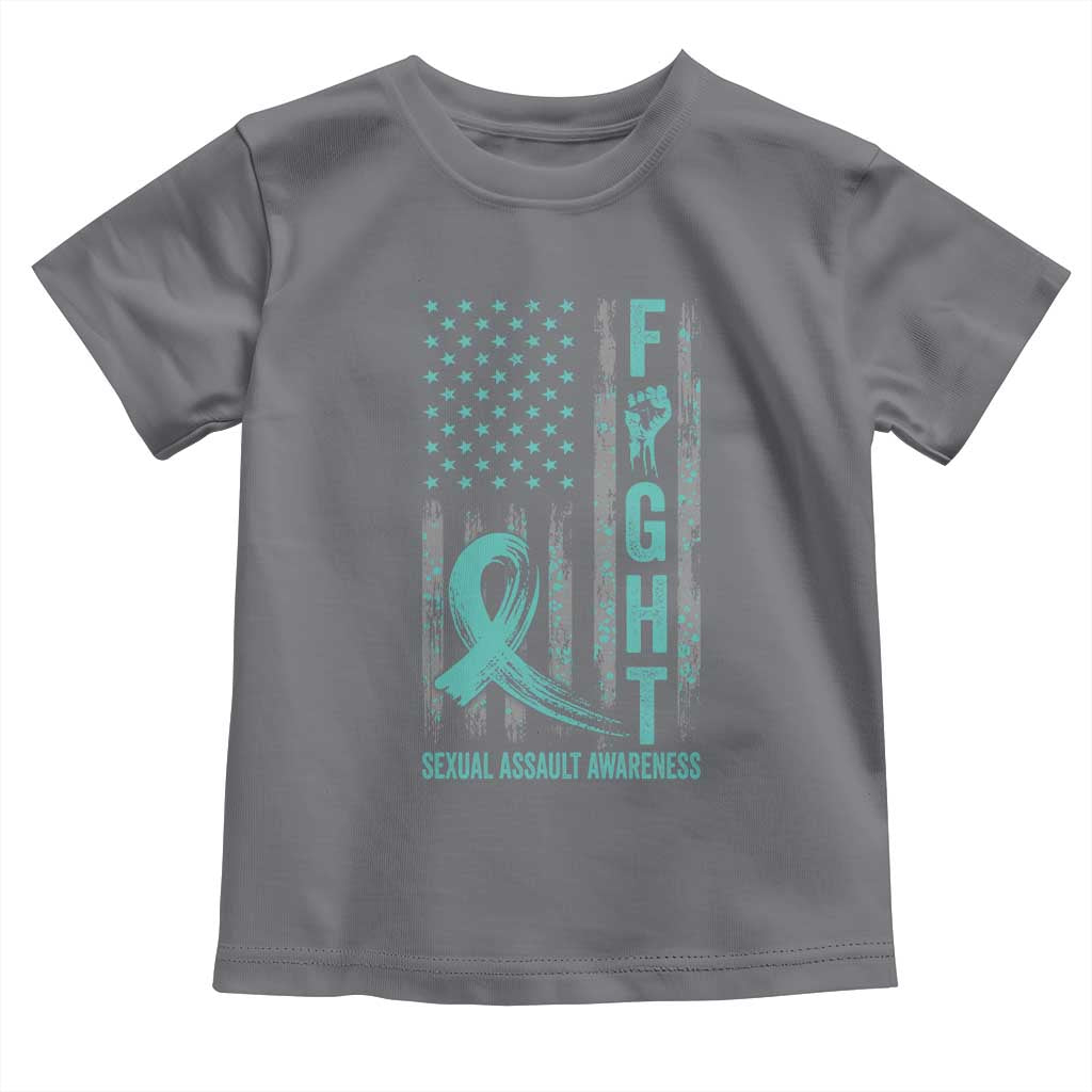 Sexual Assault Awareness Toddler T Shirt Fight Cancer American Flag Teal Ribbon