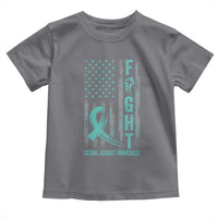 Sexual Assault Awareness Toddler T Shirt Fight Cancer American Flag Teal Ribbon