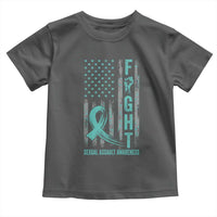 Sexual Assault Awareness Toddler T Shirt Fight Cancer American Flag Teal Ribbon