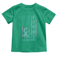 Sexual Assault Awareness Toddler T Shirt Fight Cancer American Flag Teal Ribbon