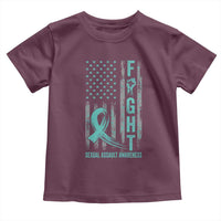 Sexual Assault Awareness Toddler T Shirt Fight Cancer American Flag Teal Ribbon