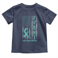 Sexual Assault Awareness Toddler T Shirt Fight Cancer American Flag Teal Ribbon