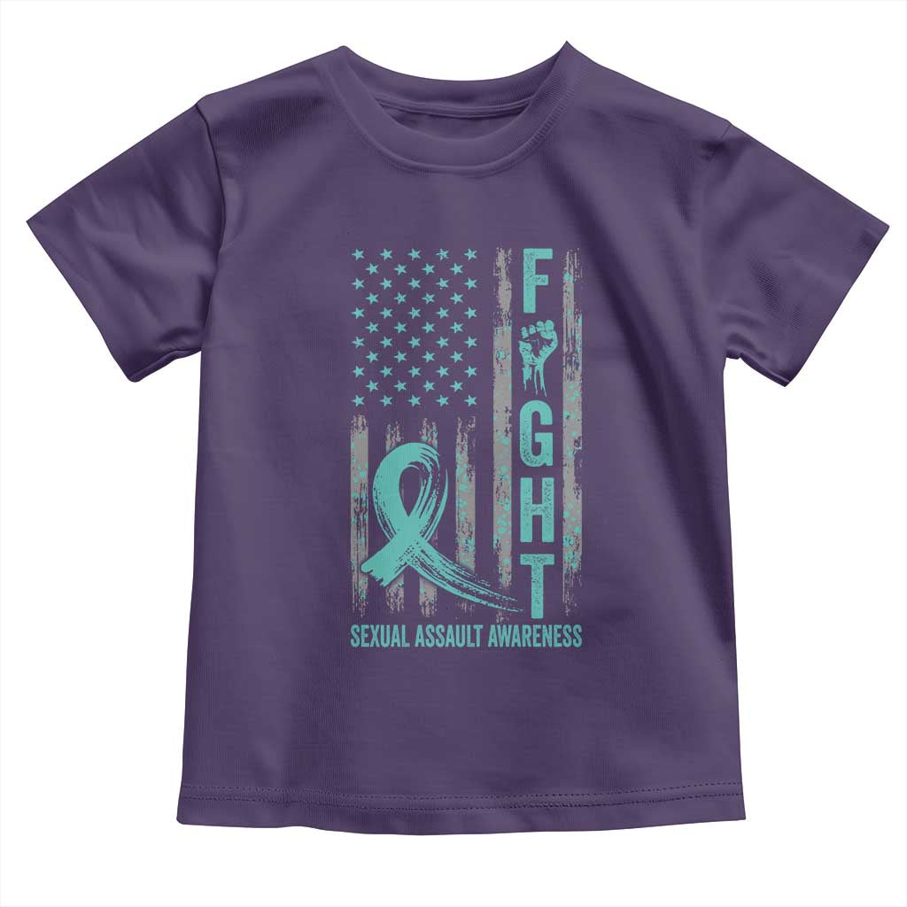 Sexual Assault Awareness Toddler T Shirt Fight Cancer American Flag Teal Ribbon