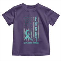 Sexual Assault Awareness Toddler T Shirt Fight Cancer American Flag Teal Ribbon