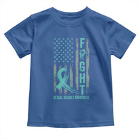 Sexual Assault Awareness Toddler T Shirt Fight Cancer American Flag Teal Ribbon