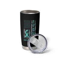 Sexual Assault Awareness Tumbler Cup Fight Cancer American Flag Teal Ribbon