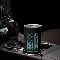 Sexual Assault Awareness Tumbler Cup Fight Cancer American Flag Teal Ribbon