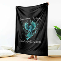 Sexual Assault Awareness Throw Blanket Phoenix Bird Reborn Rising Born Again Firebird Teal Ribbon
