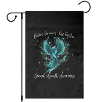 Sexual Assault Awareness Garden Flag Phoenix Bird Reborn Rising Born Again Firebird Teal Ribbon