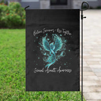 Sexual Assault Awareness Garden Flag Phoenix Bird Reborn Rising Born Again Firebird Teal Ribbon