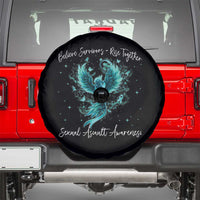 Sexual Assault Awareness Spare Tire Cover Phoenix Bird Reborn Rising Born Again Firebird Teal Ribbon