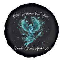Sexual Assault Awareness Spare Tire Cover Phoenix Bird Reborn Rising Born Again Firebird Teal Ribbon