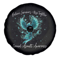 Sexual Assault Awareness Spare Tire Cover Phoenix Bird Reborn Rising Born Again Firebird Teal Ribbon