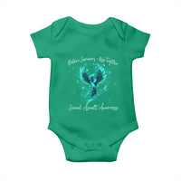 Sexual Assault Awareness Baby Onesie Phoenix Bird Reborn Rising Born Again Firebird Teal Ribbon