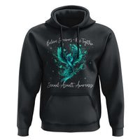 Sexual Assault Awareness Hoodie Phoenix Bird Reborn Rising Born Again Firebird Teal Ribbon