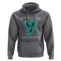 Sexual Assault Awareness Hoodie Phoenix Bird Reborn Rising Born Again Firebird Teal Ribbon