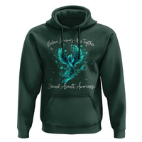 Sexual Assault Awareness Hoodie Phoenix Bird Reborn Rising Born Again Firebird Teal Ribbon