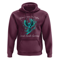 Sexual Assault Awareness Hoodie Phoenix Bird Reborn Rising Born Again Firebird Teal Ribbon