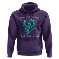 Sexual Assault Awareness Hoodie Phoenix Bird Reborn Rising Born Again Firebird Teal Ribbon