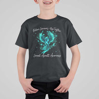 Sexual Assault Awareness T Shirt For Kid Phoenix Bird Reborn Rising Born Again Firebird Teal Ribbon