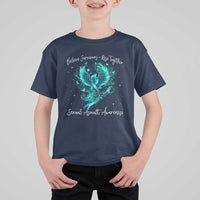 Sexual Assault Awareness T Shirt For Kid Phoenix Bird Reborn Rising Born Again Firebird Teal Ribbon