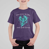 Sexual Assault Awareness T Shirt For Kid Phoenix Bird Reborn Rising Born Again Firebird Teal Ribbon