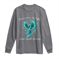 Sexual Assault Awareness Long Sleeve Shirt Phoenix Bird Reborn Rising Born Again Firebird Teal Ribbon