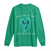 Sexual Assault Awareness Long Sleeve Shirt Phoenix Bird Reborn Rising Born Again Firebird Teal Ribbon