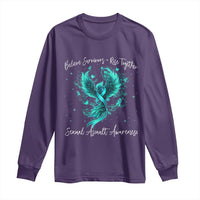 Sexual Assault Awareness Long Sleeve Shirt Phoenix Bird Reborn Rising Born Again Firebird Teal Ribbon