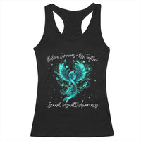 Sexual Assault Awareness Racerback Tank Top Phoenix Bird Reborn Rising Born Again Firebird Teal Ribbon