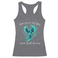 Sexual Assault Awareness Racerback Tank Top Phoenix Bird Reborn Rising Born Again Firebird Teal Ribbon