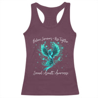 Sexual Assault Awareness Racerback Tank Top Phoenix Bird Reborn Rising Born Again Firebird Teal Ribbon
