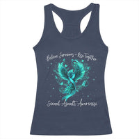 Sexual Assault Awareness Racerback Tank Top Phoenix Bird Reborn Rising Born Again Firebird Teal Ribbon