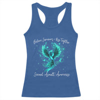 Sexual Assault Awareness Racerback Tank Top Phoenix Bird Reborn Rising Born Again Firebird Teal Ribbon