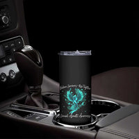 Sexual Assault Awareness Skinny Tumbler Phoenix Bird Reborn Rising Born Again Firebird Teal Ribbon