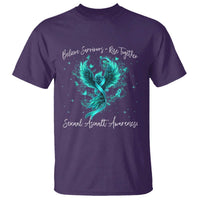 Sexual Assault Awareness T Shirt Phoenix Bird Reborn Rising Born Again Firebird Teal Ribbon