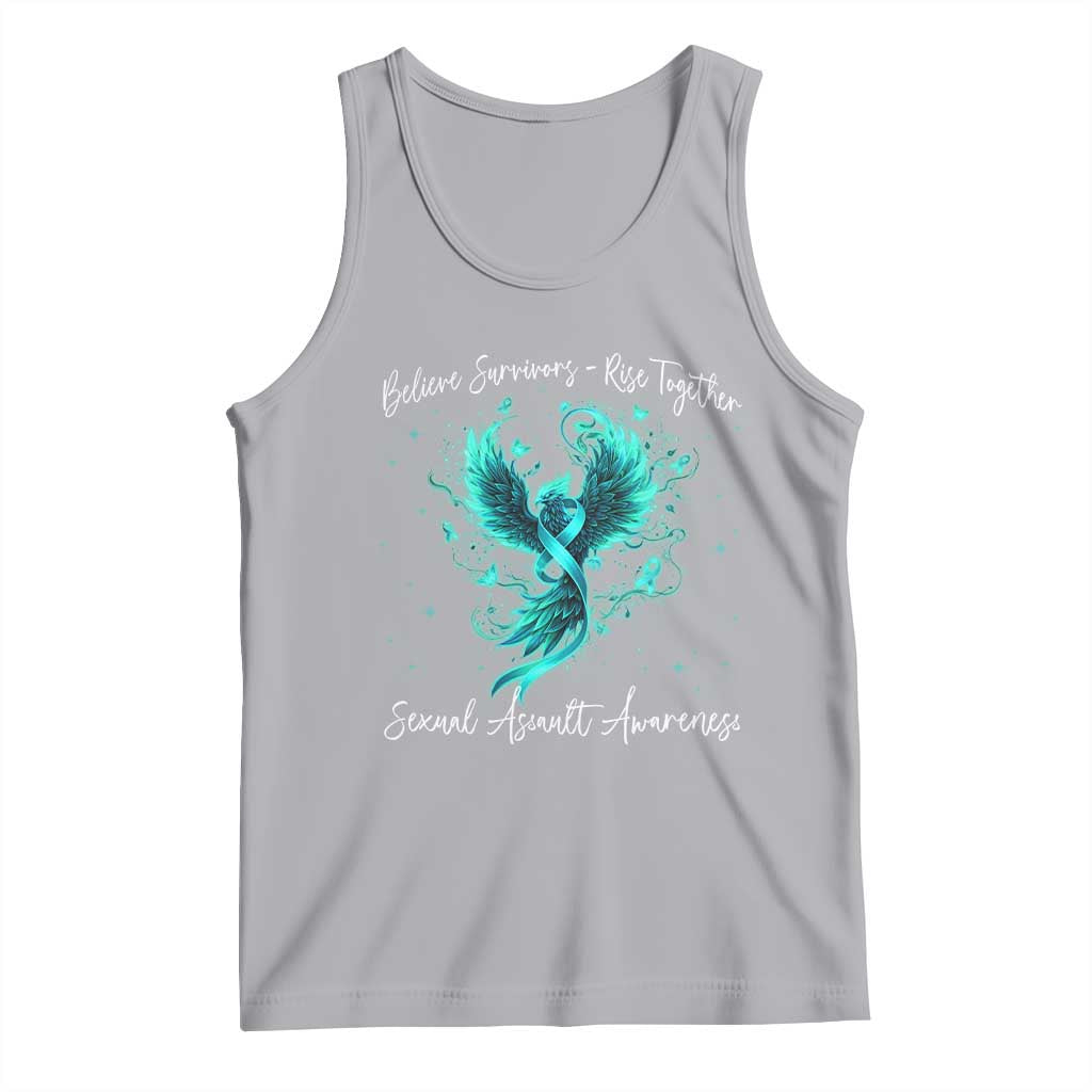 Sexual Assault Awareness Tank Top Phoenix Bird Reborn Rising Born Again Firebird Teal Ribbon