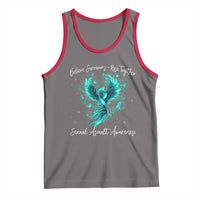 Sexual Assault Awareness Tank Top Phoenix Bird Reborn Rising Born Again Firebird Teal Ribbon