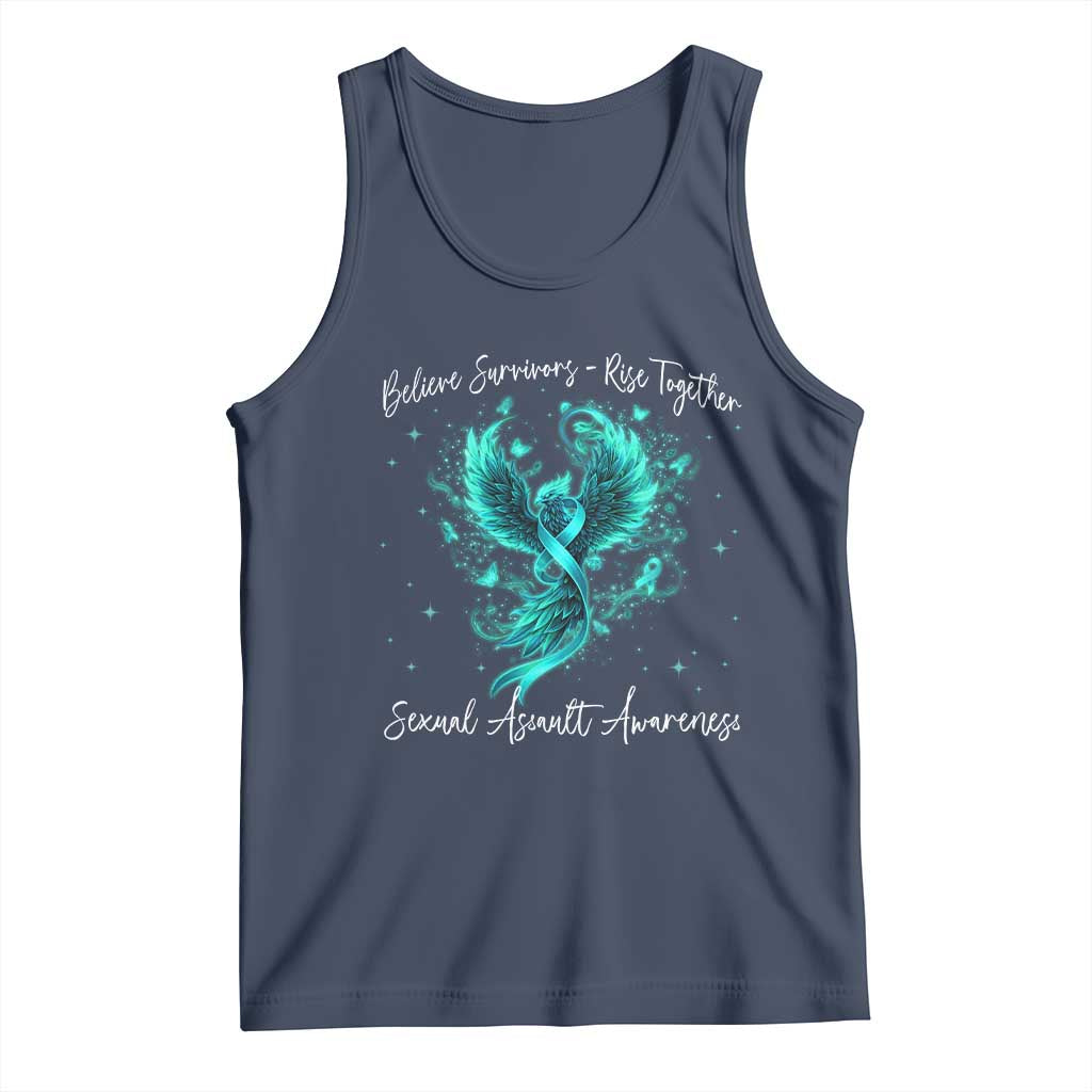 Sexual Assault Awareness Tank Top Phoenix Bird Reborn Rising Born Again Firebird Teal Ribbon