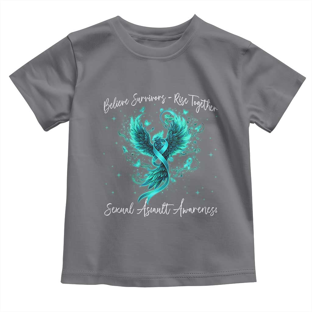 Sexual Assault Awareness Toddler T Shirt Phoenix Bird Reborn Rising Born Again Firebird Teal Ribbon