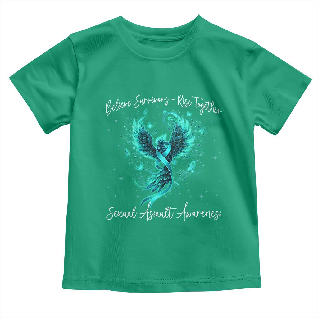 Sexual Assault Awareness Toddler T Shirt Phoenix Bird Reborn Rising Born Again Firebird Teal Ribbon