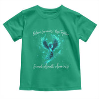 Sexual Assault Awareness Toddler T Shirt Phoenix Bird Reborn Rising Born Again Firebird Teal Ribbon