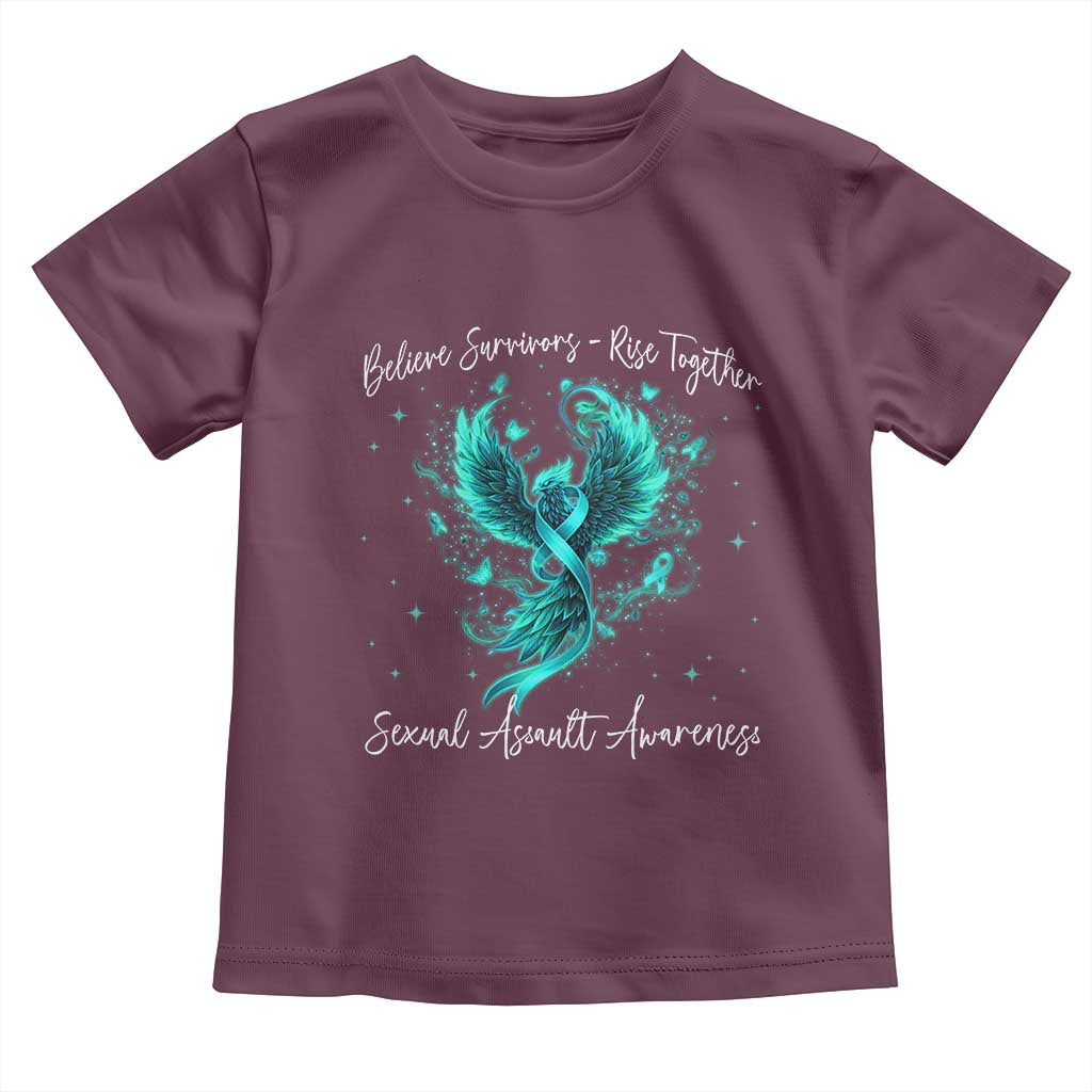 Sexual Assault Awareness Toddler T Shirt Phoenix Bird Reborn Rising Born Again Firebird Teal Ribbon