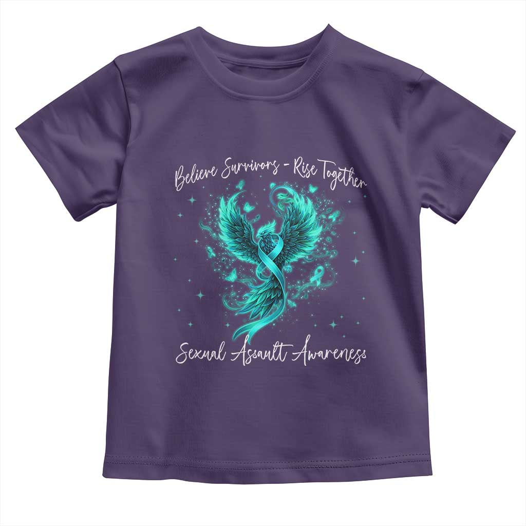 Sexual Assault Awareness Toddler T Shirt Phoenix Bird Reborn Rising Born Again Firebird Teal Ribbon